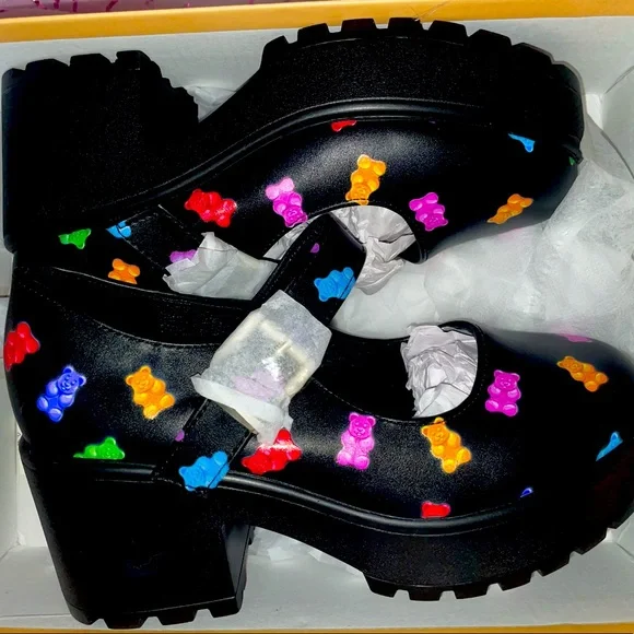 Koi Footwear Black Gummy bear Mary Jane platform limited edition shoes New